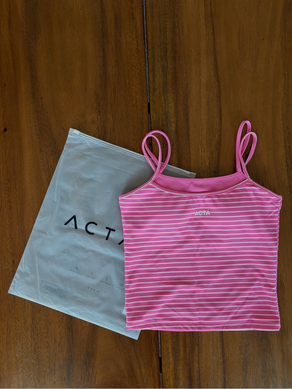ACTA x Ken pink edge striped tank